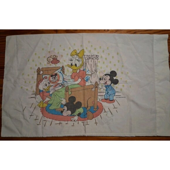 Disney Mickey Minnie Mouse Donald Daisy Duck Nephews Pillowcase USA Pacific Vtg - Picture 1 of 8